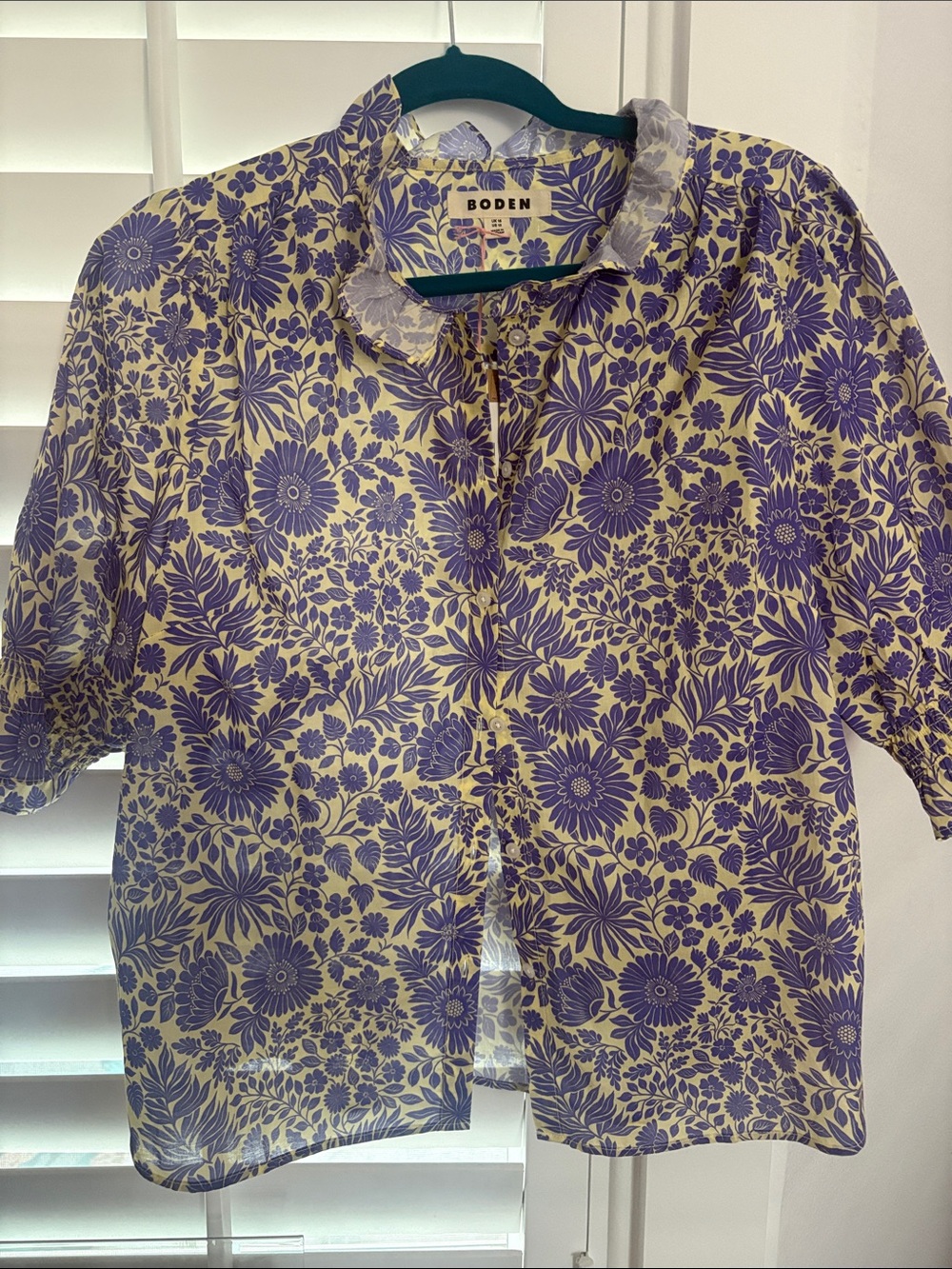 Boden Purple Floral Button-Front Kids Shirt